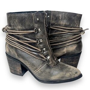 Sbicca Distressed Brown Ankle Booties